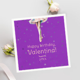 Schattige Meisje Ballerina Dans Roze Tutu Paarse S Servet