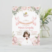 Schattige Meisje Bijbel Eerste Heilige Communie Ro Kaart (Staand voorkant)