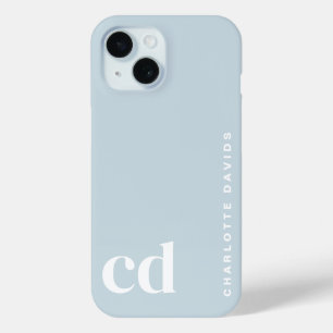 Schattige Meisje Blauw Monogram iPhone 15 Case