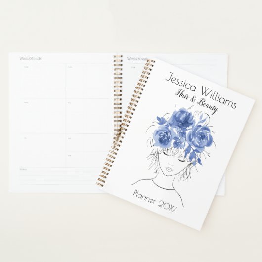 Schattige  meisje blauw waterverf rozen-Floral Planner (Display)
