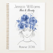 Schattige  meisje blauw waterverf rozen-Floral Planner (Voorkant)