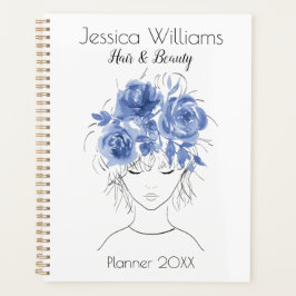 Schattige  meisje blauw waterverf rozen-Floral Planner
