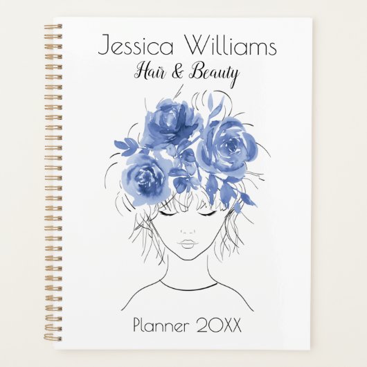 Schattige  meisje blauw waterverf rozen-Floral Planner (Voorkant)