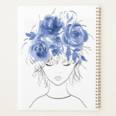 Schattige  meisje blauw waterverf rozen-Floral Planner (Achterkant)