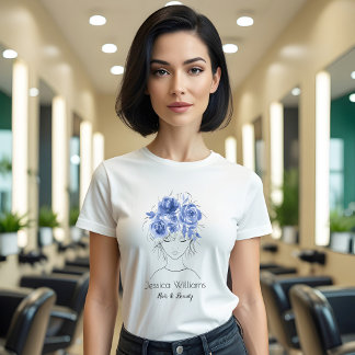 Schattige meisje blauw waterverf rozen-Floral T-shirt