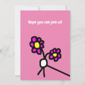 Schattige Meisje Bloemen Roze Verjaardagsfeestuitn Kaart (Achterkant)