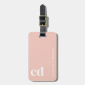 Schattige Meisje Blush Roze Monogram Bagagelabel (Voorkant verticaal)