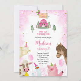 Schattige Meisje Boerderij Verjaardag Kaart