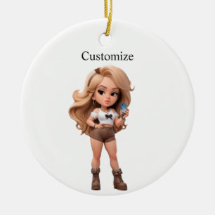 Schattige Meisje Bonita Chica Thunder_Cove Keramisch Ornament