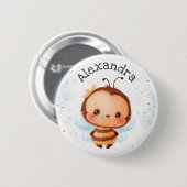 Schattige Meisje Bumblebee Kinder Ronde Button 5,7 Cm (Voorkant /achterkant)