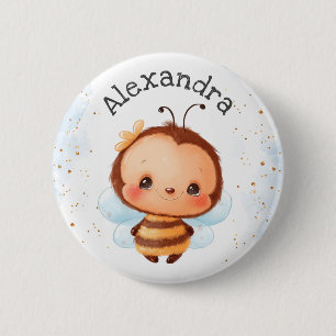 Schattige Meisje Bumblebee Kinder Ronde Button 5,7 Cm