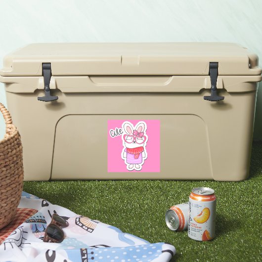 Schattige Meisje Bunny Sticker (Koeler)