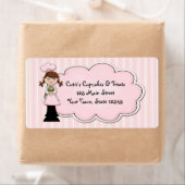 Schattige Meisje Chef, Cupcake, Roze Etiket (Insitu)