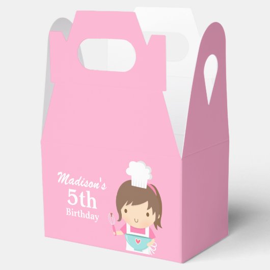 Schattige Meisje Chef Koken Bakken Verjaardagsfees Bedankdoosjes (Geopend)
