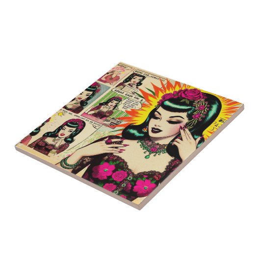 Schattige Meisje Comics Tegeltje (Zijkant)