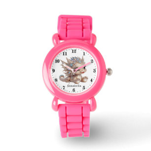 Schattige Meisje Dragon Voeg naam toe Horloge