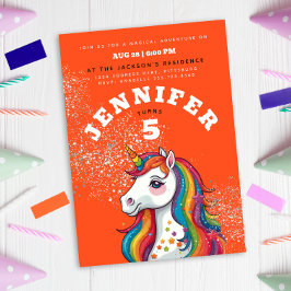 Schattige Meisje Eenhoorn Paard Sinaasappel Rode G Kaart