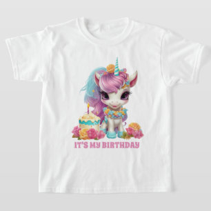 Schattige meisje eenhoorn verjaardagsfeestje t-shirt
