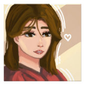 Schattige Meisje Eenvoudige Achtergrond Handgeteke Foto Afdruk (Voorkant)