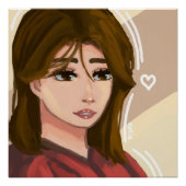 Schattige Meisje Eenvoudige Achtergrond Handgeteke Perfect Poster (Voorkant)