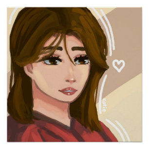 Schattige Meisje Eenvoudige Achtergrond Handgeteke Perfect Poster