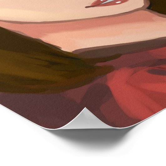 Schattige Meisje Eenvoudige Achtergrond Handgeteke Poster (Hoek)