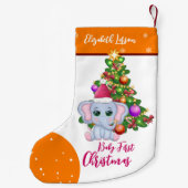 Schattige Meisje EERSTE KERST Sinaasappel Olifant  Kleine Kerstsok (Achterkant)