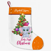 Schattige Meisje EERSTE KERST Sinaasappel Olifant  Kleine Kerstsok (Voorkant)