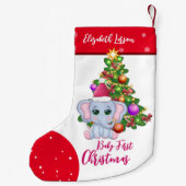 Schattige Meisje EERSTE KERSTMIS Rode Olifant BABY Kleine Kerstsok (Achterkant)