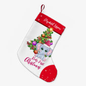 Schattige Meisje EERSTE KERSTMIS Rode Olifant BABY Kleine Kerstsok (Voorkant (Hangend))