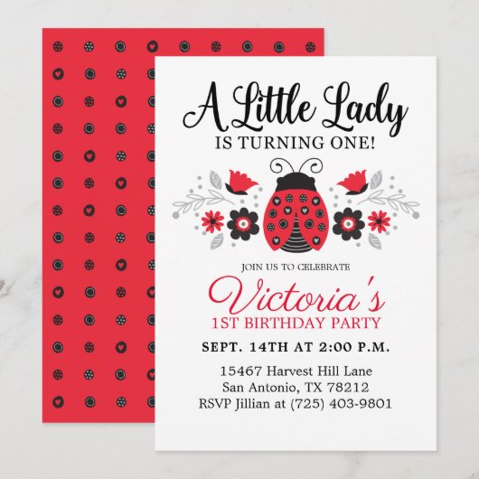 Schattige Meisje Eerste Verjaardagsfeest Kaart (Voorkant / Achterkant)