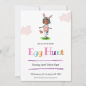 Schattige Meisje Egg Hunt Pasen Kaart (Voorkant)