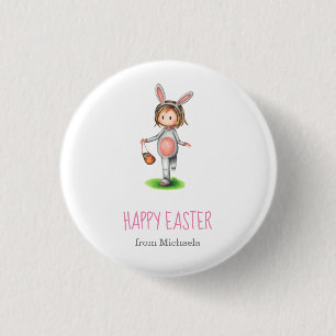 Schattige Meisje Egg Hunt Pasen Ronde Button 3,2 Cm