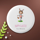 Schattige Meisje Egg Hunt Pasen Ronde Button 3,2 Cm