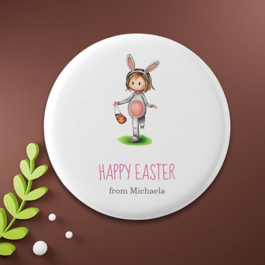 Schattige Meisje Egg Hunt Pasen Ronde Button 3,2 Cm