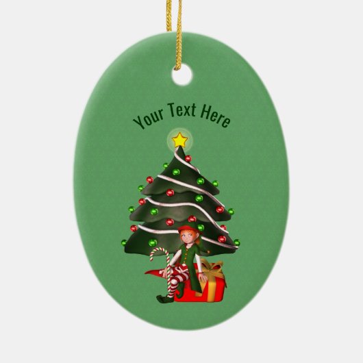 Schattige Meisje Elfboom Vakantie Gepersonaliseerd Keramisch Ornament (Achterkant)