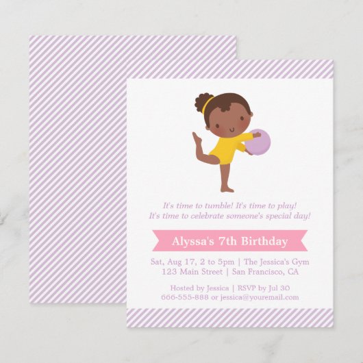 Schattige Meisje en Ball Gymnastiek Kids Verjaarda Kaart (Voorkant / Achterkant)