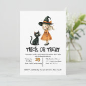 Schattige meisje en haar kat kaart (Staand voorkant)