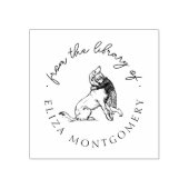 Schattige Meisje en Hond Custom Library Boeken Rubberstempel (Afrduk)