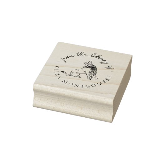 Schattige Meisje en Hond Custom Library Boeken Rubberstempel (Stempel)