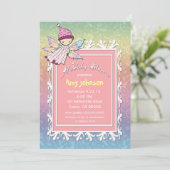 Schattige Meisje Fairy Baby shower Uitnodigen Kaart (Staand voorkant)