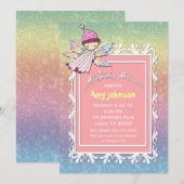 Schattige Meisje Fairy Baby shower Uitnodigen Kaart (Voorkant / Achterkant)