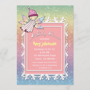 Schattige Meisje Fairy Baby shower Uitnodigen Kaart