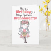 Schattige meisje fietsen speciale kleindochter kaart (Gele Bloem)