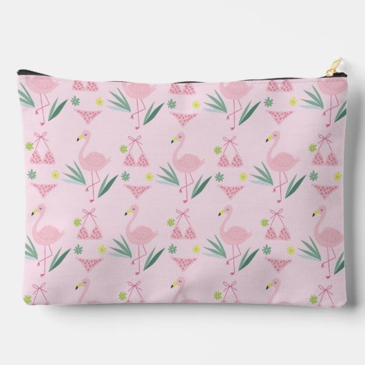 Schattige Meisje Flamingo en Bikini Roze Monogram Etui (Achterkant)