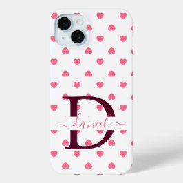 Schattige Meisje Gepersonaliseerd Monogram Roze Ha iPhone 15 Mini Hoesje