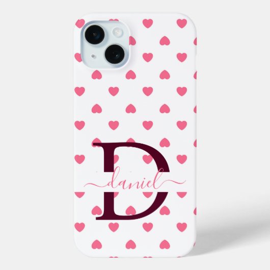 Schattige Meisje Gepersonaliseerd Monogram Roze Ha Case-Mate iPhone Case (Achterkant)