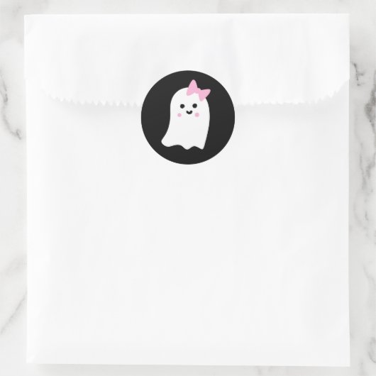Schattige Meisje Ghost Ronde Sticker (Tas)