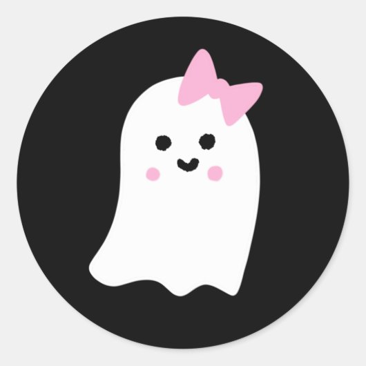 Schattige Meisje Ghost Ronde Sticker (Voorkant)