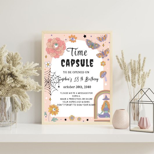 Schattige Meisje Ghost Verjaardag Tijd Capsule Tek Poster